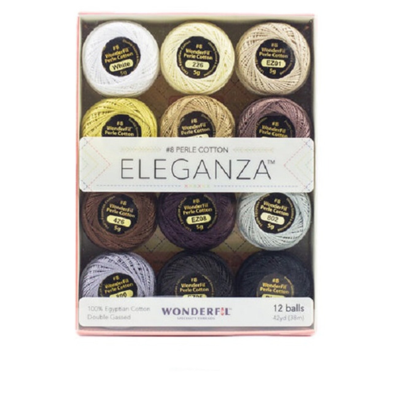 Wonderfil Eleganza 100% Egyptian Cotton Thread 12 Ball Set - Neutral